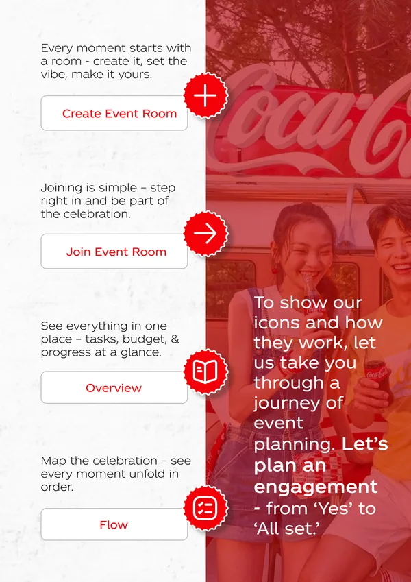 Brochure page 10 of 16. Create or join an event room